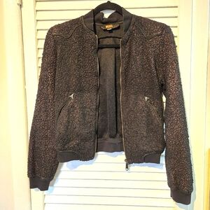 Diesel Women's Textured Fleece Black Bomber Jacket